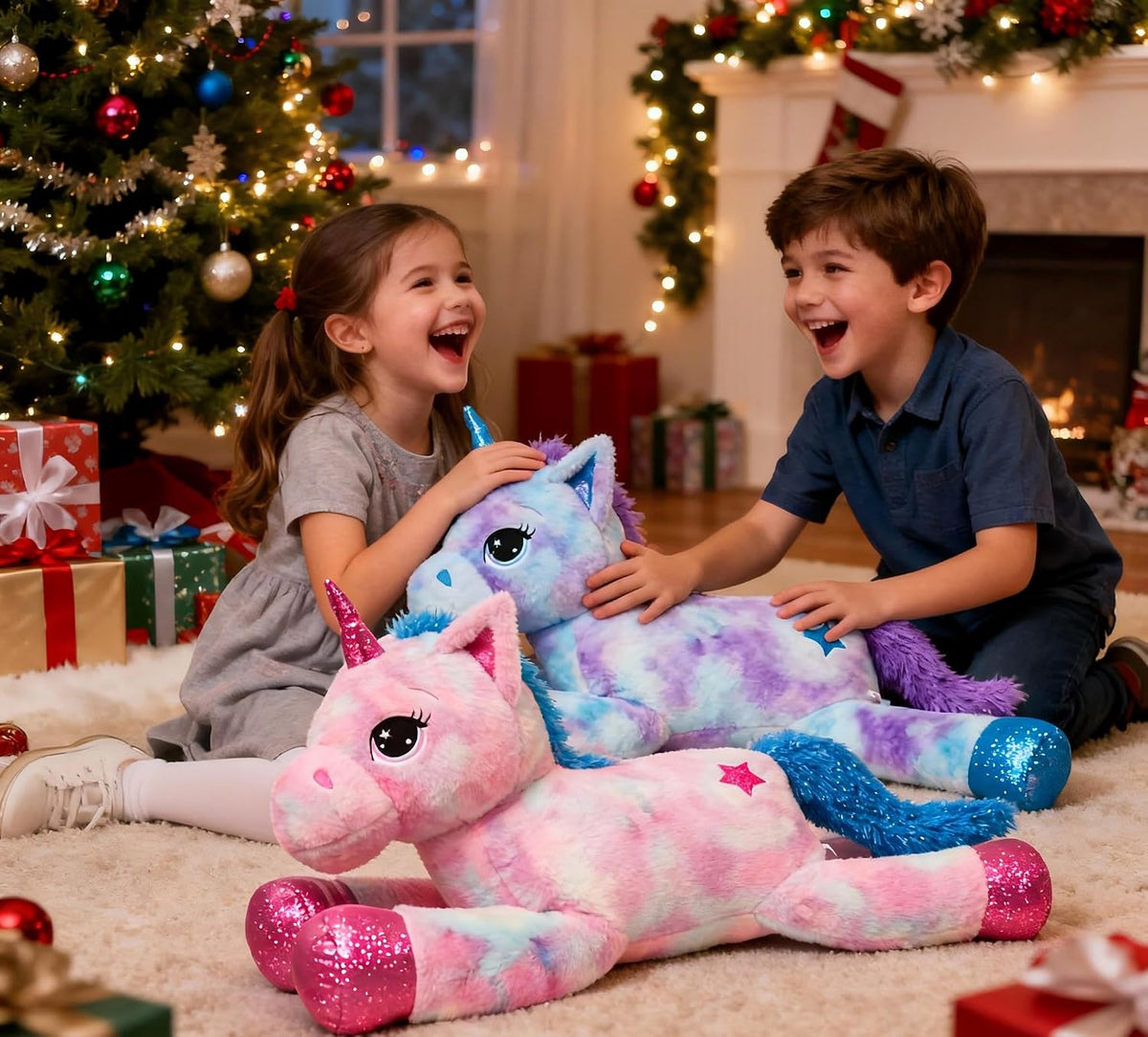 LELELONG Juguetes Gigantes de Animales de Unicornio de Peluche para...