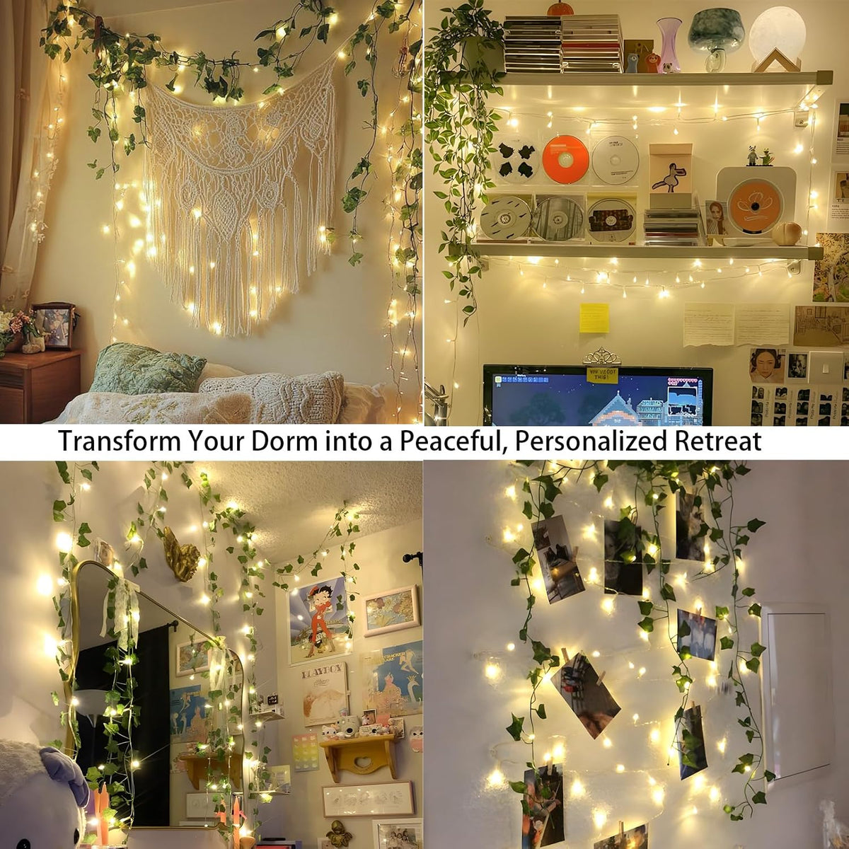 Pellimo 100 luces LED de Navidad, 33 pies de luz blanca cálida ench...