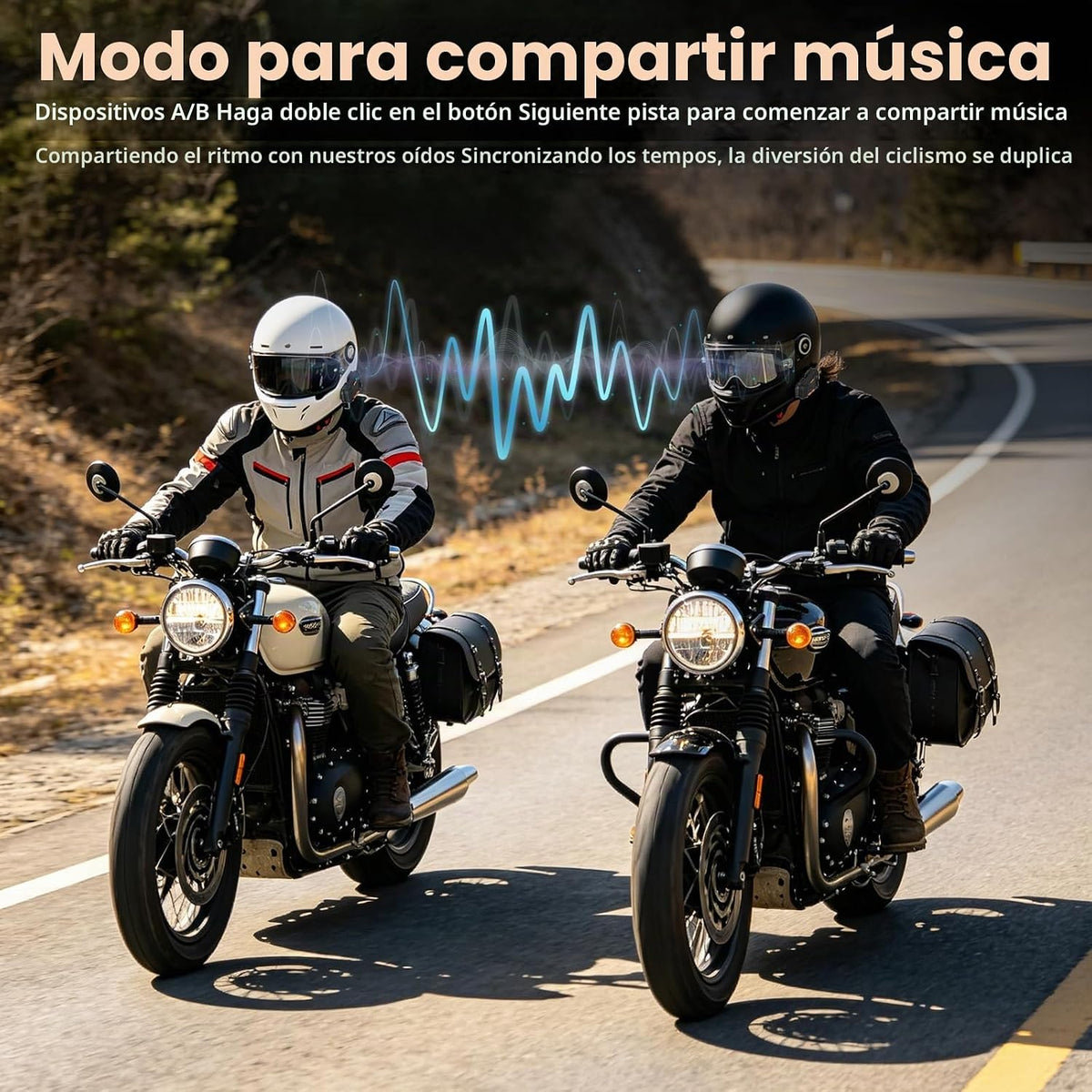 ATWHTE Auriculares de comunicación Bluetooth para casco de motocicl...