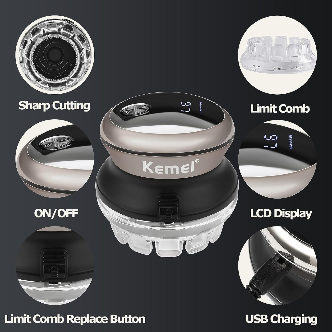 KEMEI Cortadora de pelo profesional para hombres, recortadora de pe...