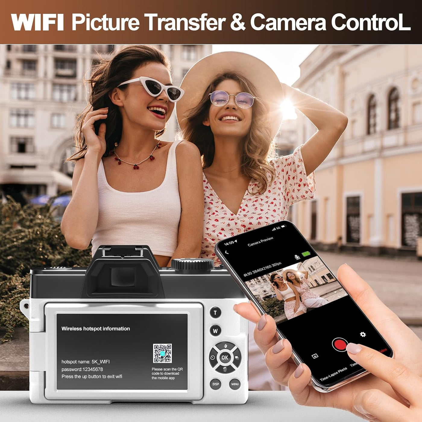 Cámaras digitales True 5K para fotografía de 48 MP - Lente gran ang...