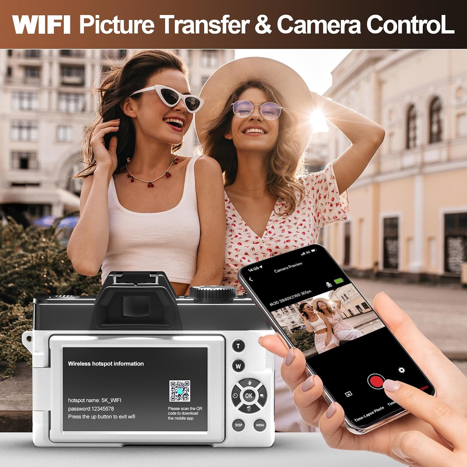Cámaras digitales True 5K para fotografía de 48 MP - Lente gran ang...