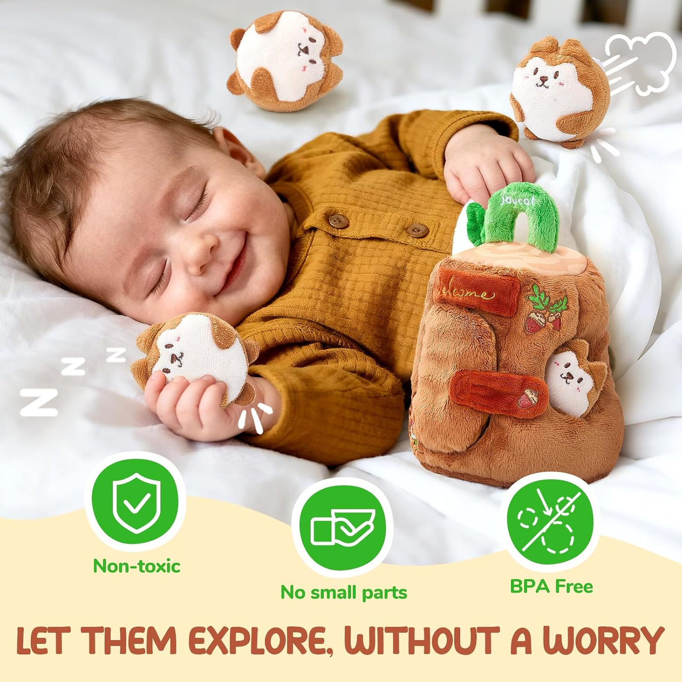 JoyCat Juguetes para bebés de 6-12 meses - Casa de árbol suave para...