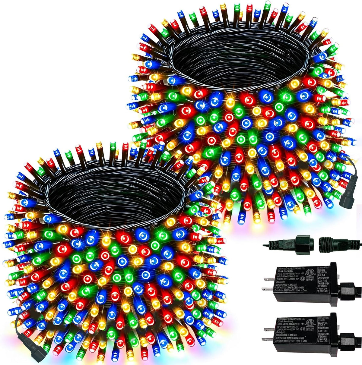 Paquete de 2 tiras extensibles de 600 luces LED de Navidad para int...