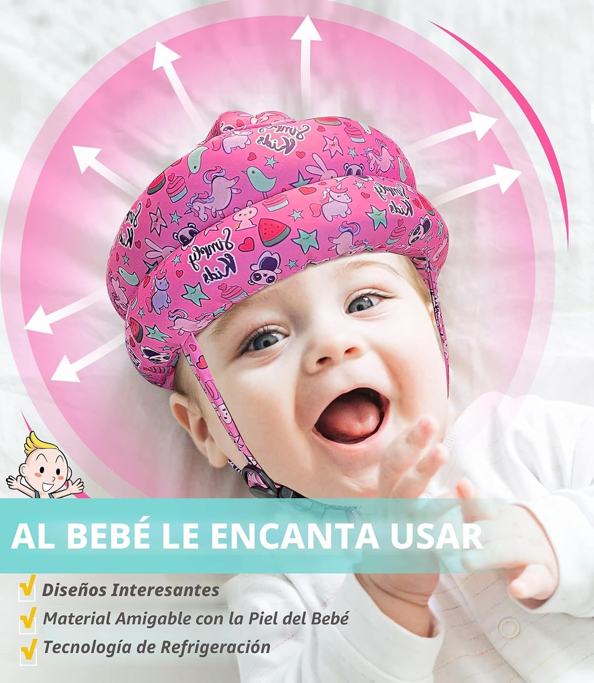 Protector de Cabeza para Bebé - Casco de Bebé para Gatear, Caminar,...