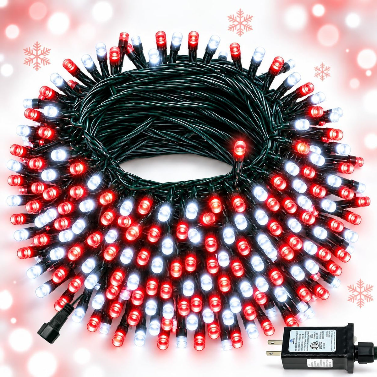 Cadena de luces de Navidad conectables de 88 pies y 240 LED para ex...