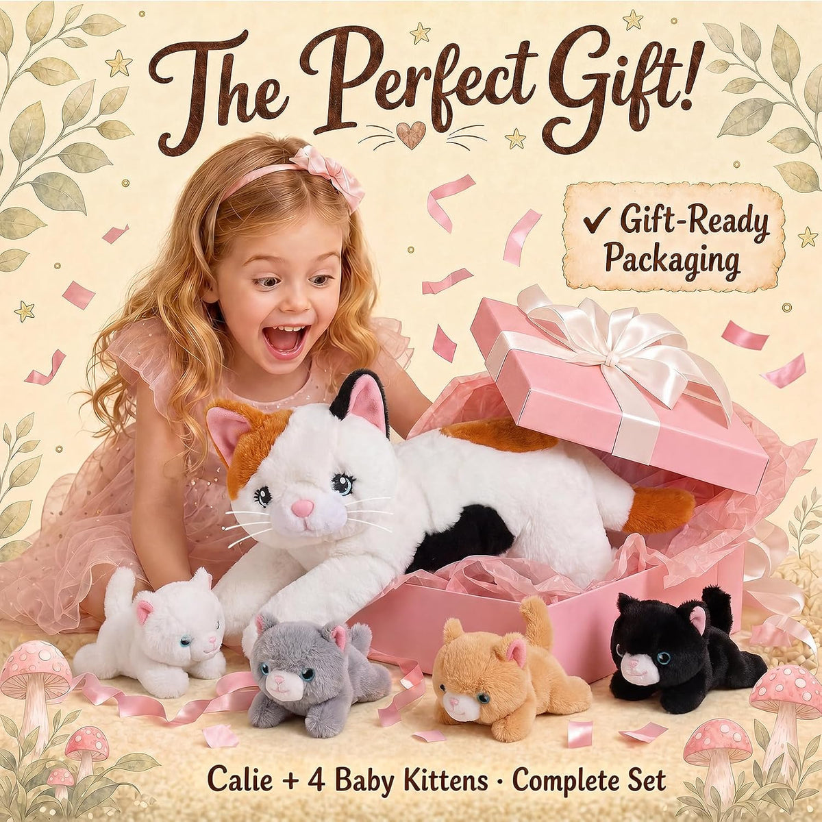 gnomantic 5 Piezas de Animales de Peluche de Gato con Bebés Dentro...
