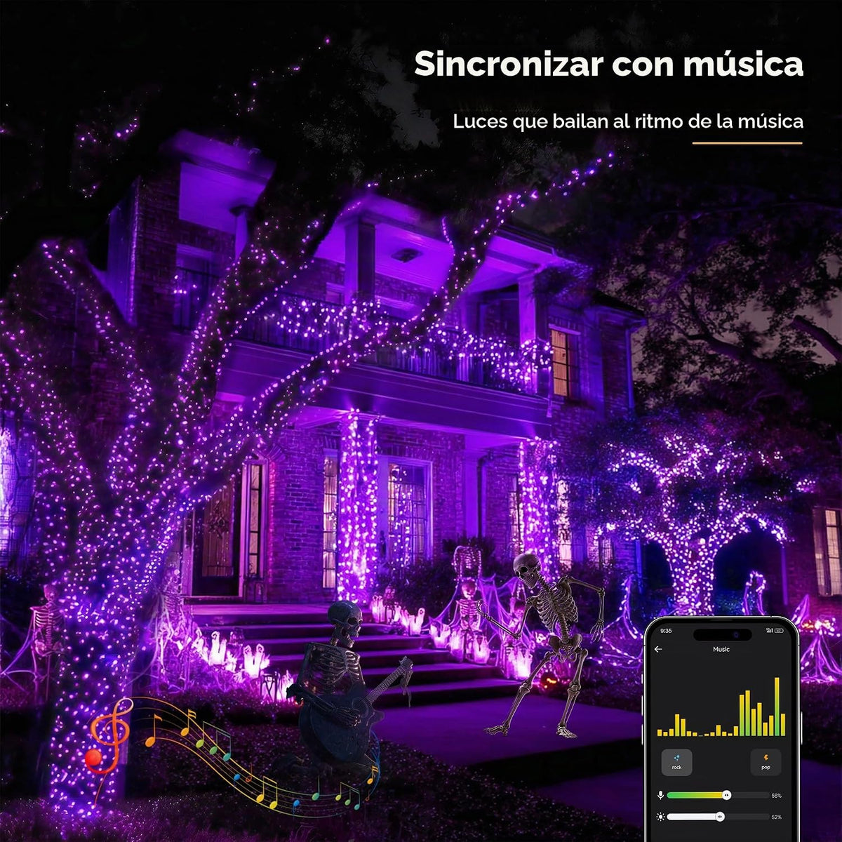 Brizled Luces inteligentes de Halloween, 300 luces LED de 98 pies d...