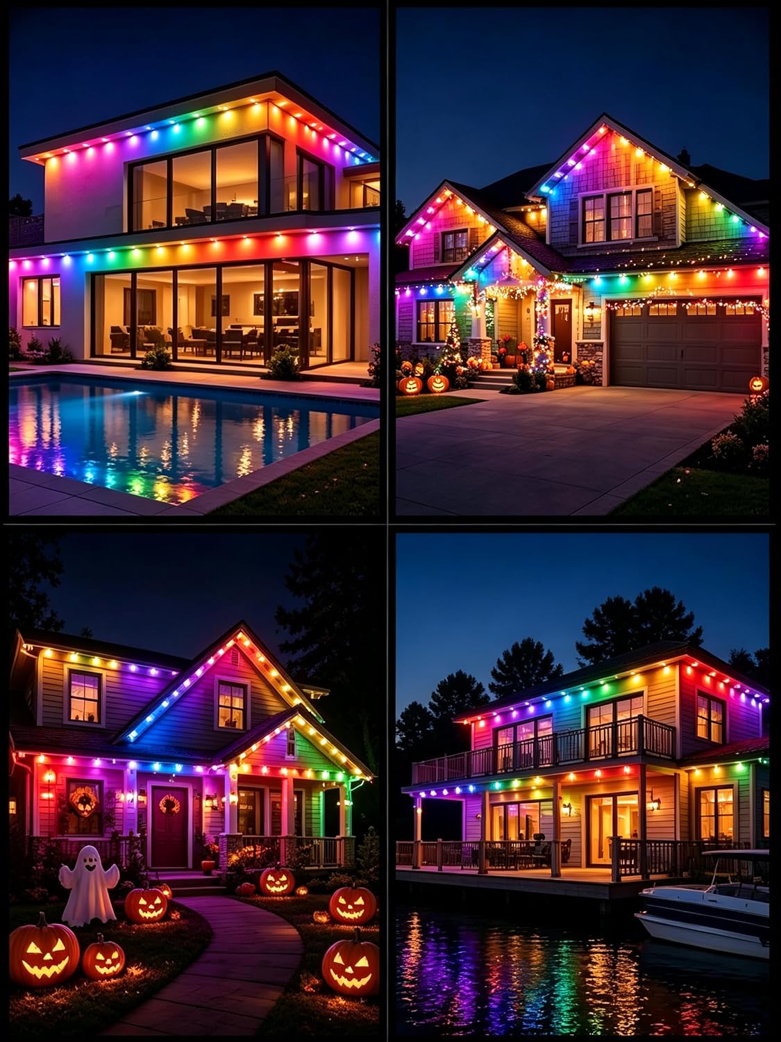 AurNyvaMay RGB luces exteriores permanentes para casa (24 V, 33 pie...