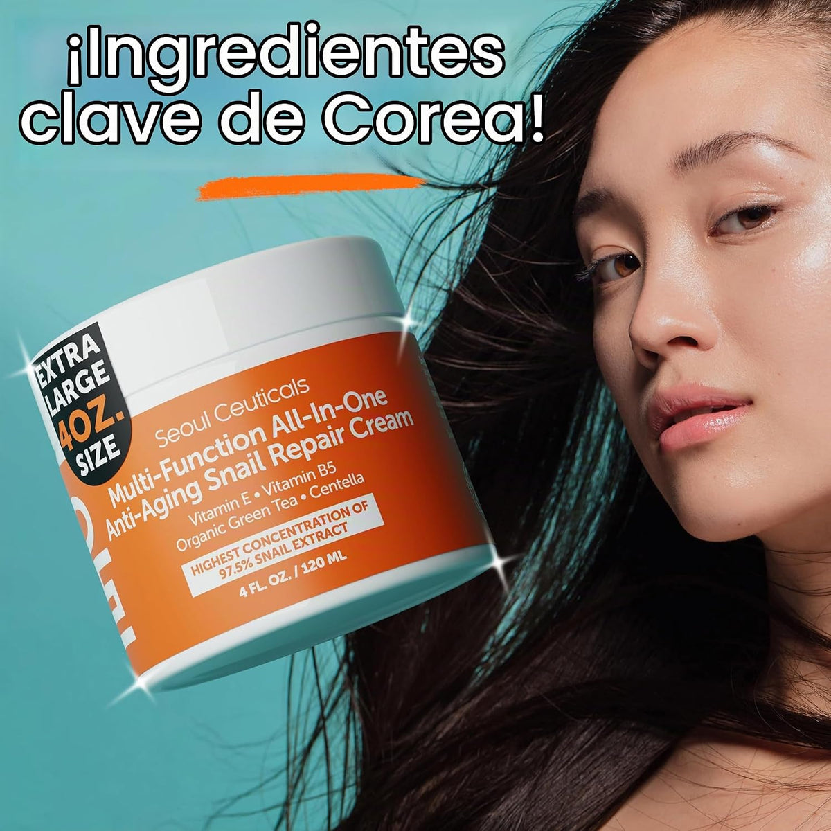 SeoulCeuticals 97% Snail Mucin Crema hidratante facial coreana para...