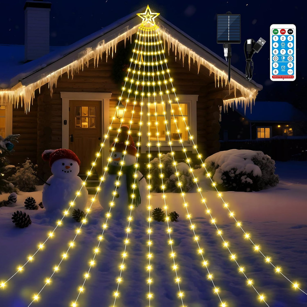 AMIPEPE Luces solares para árbol de Navidad, 18.37 pies, 532 LED |...