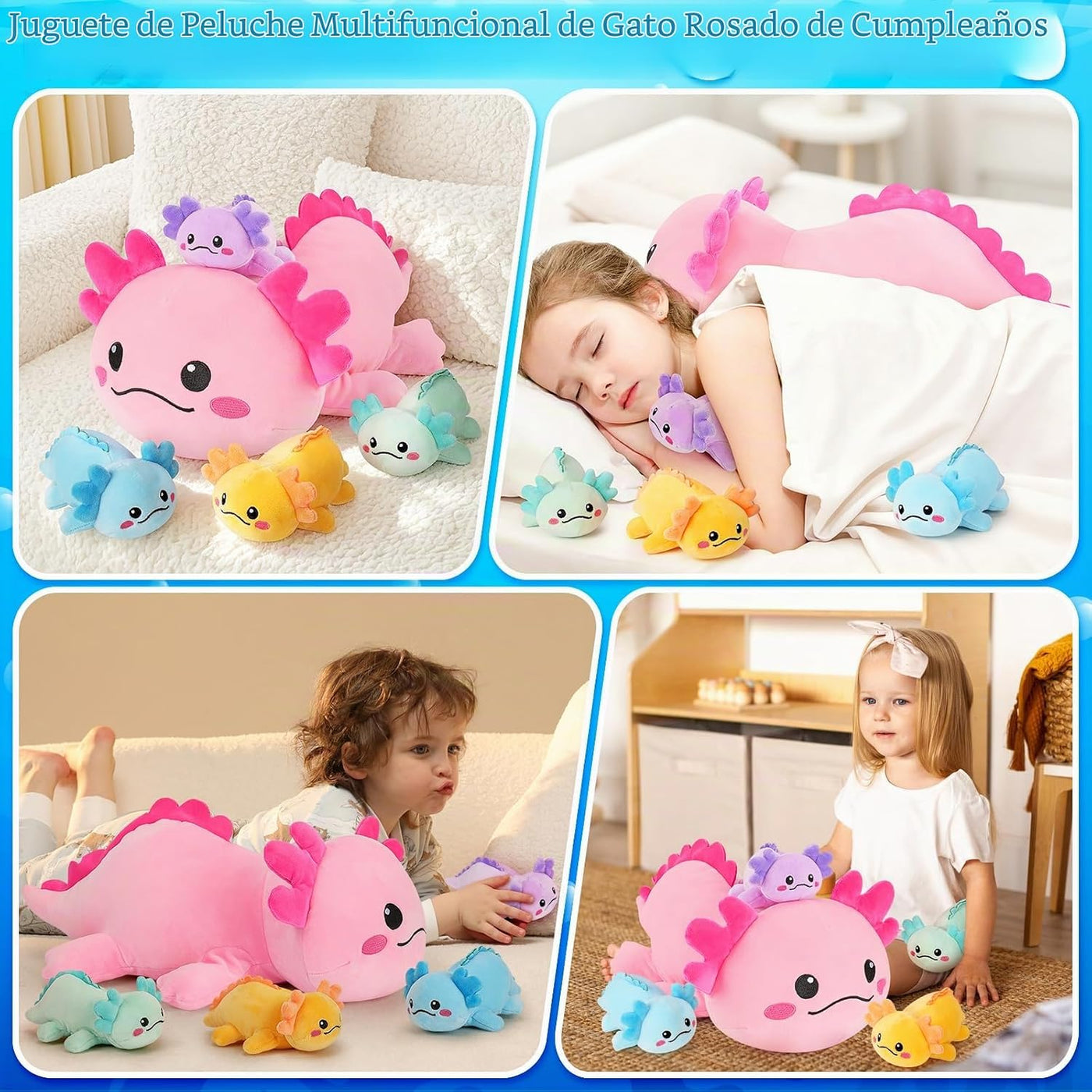 5 piezas de animales de peluche de ajolote familiar de ajolotl de 1...