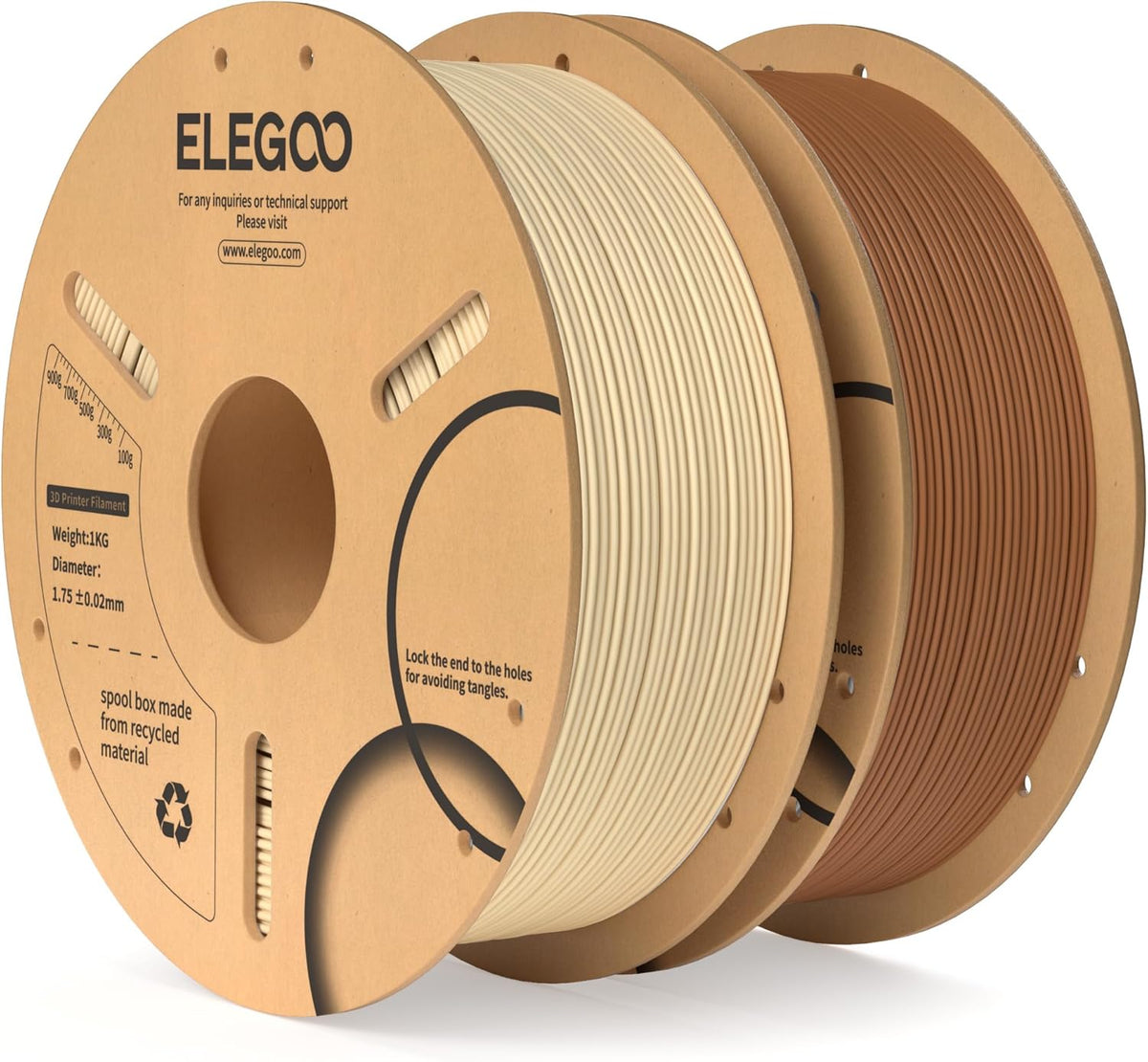 ELEGOO Filamento PLA 1.75mm Marrón &amp; Beige 2KG, Filamento para...
