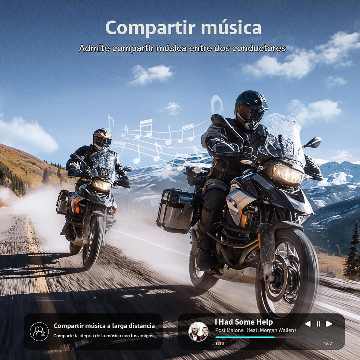 Fodsports T1 - Intercomunicador Bluetooth V5.4 para motocicleta con...