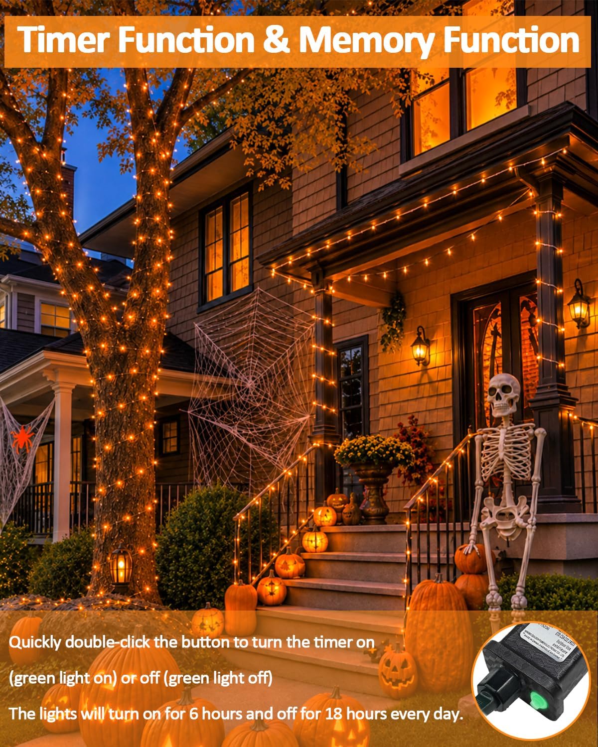 Guirnalda de 200 luces LED conectables, luces de Navidad de 66 pies...