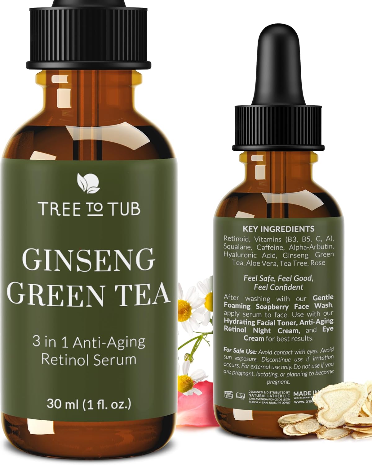 Tree To Tub Retinol antienvejecimiento, vitamina C, suero de ácido...