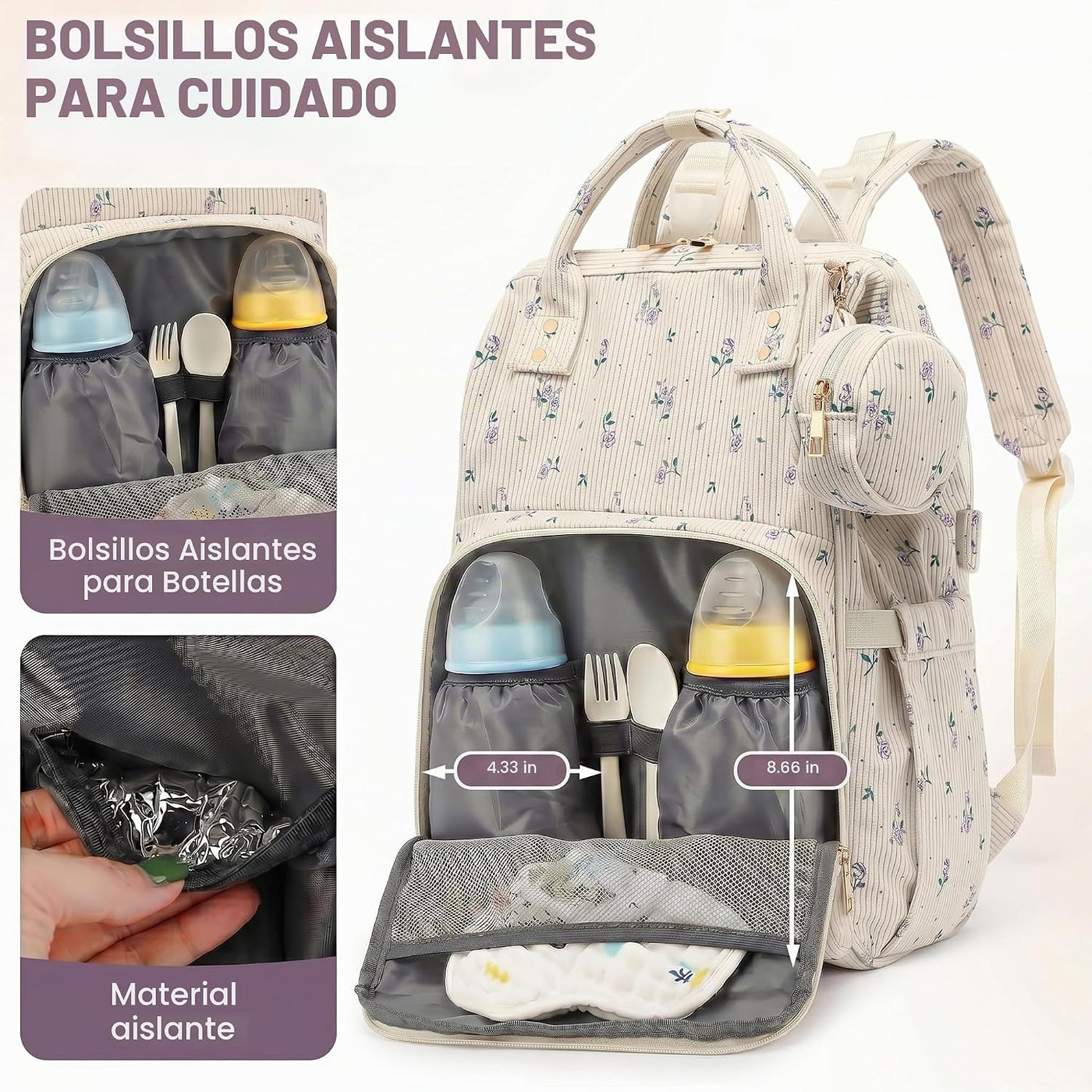 Lrenagao Mochila para pañales de bebé para mamá y papá, bolsa de pa...