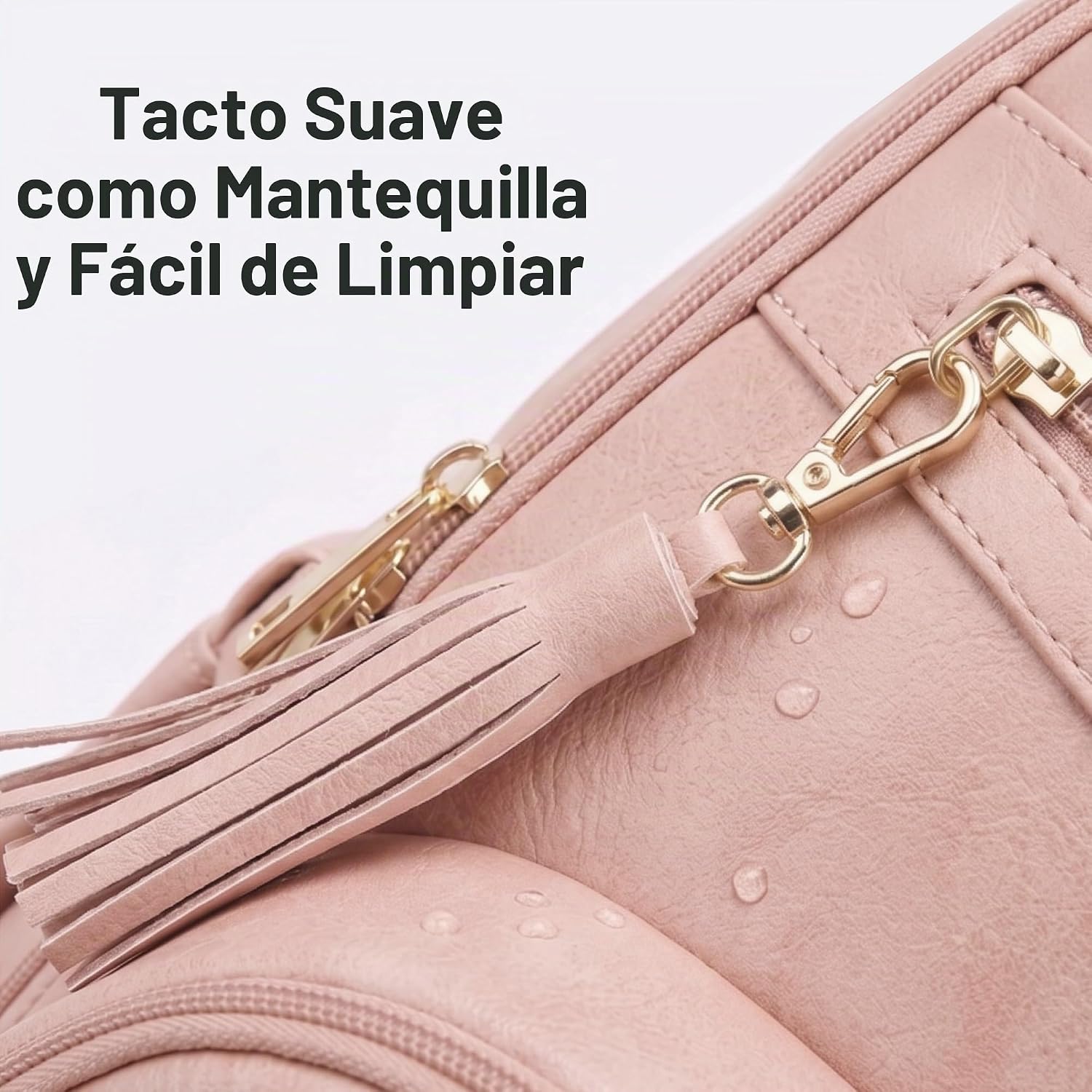 ROSEGIN Mochila para pañales de cuero vegano de alta calidad con ca...