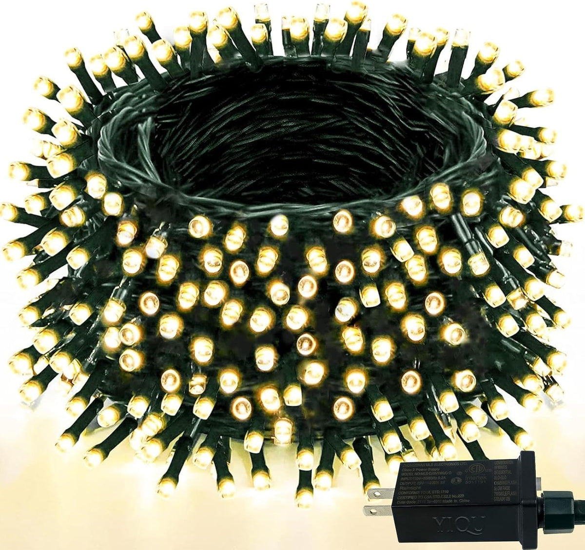 Cadena de luces navideñas súper largas de 165 pies, 500 LED, blanco...