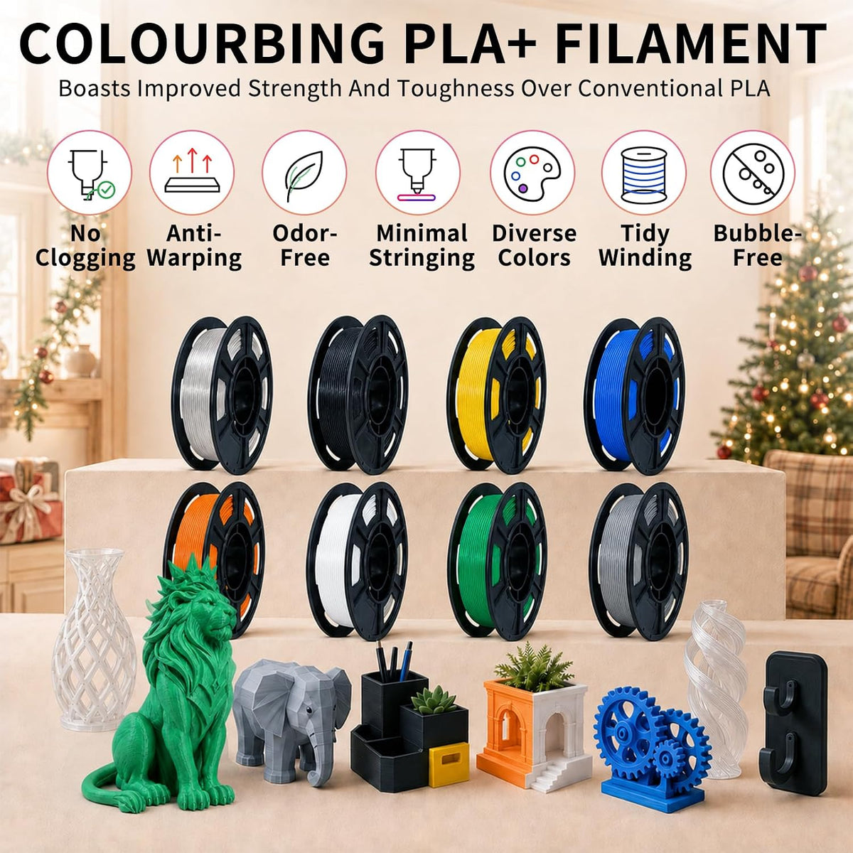 Colourbing Paquete de 8 filamentos para impresora 3D PLA+ de 8 colo...