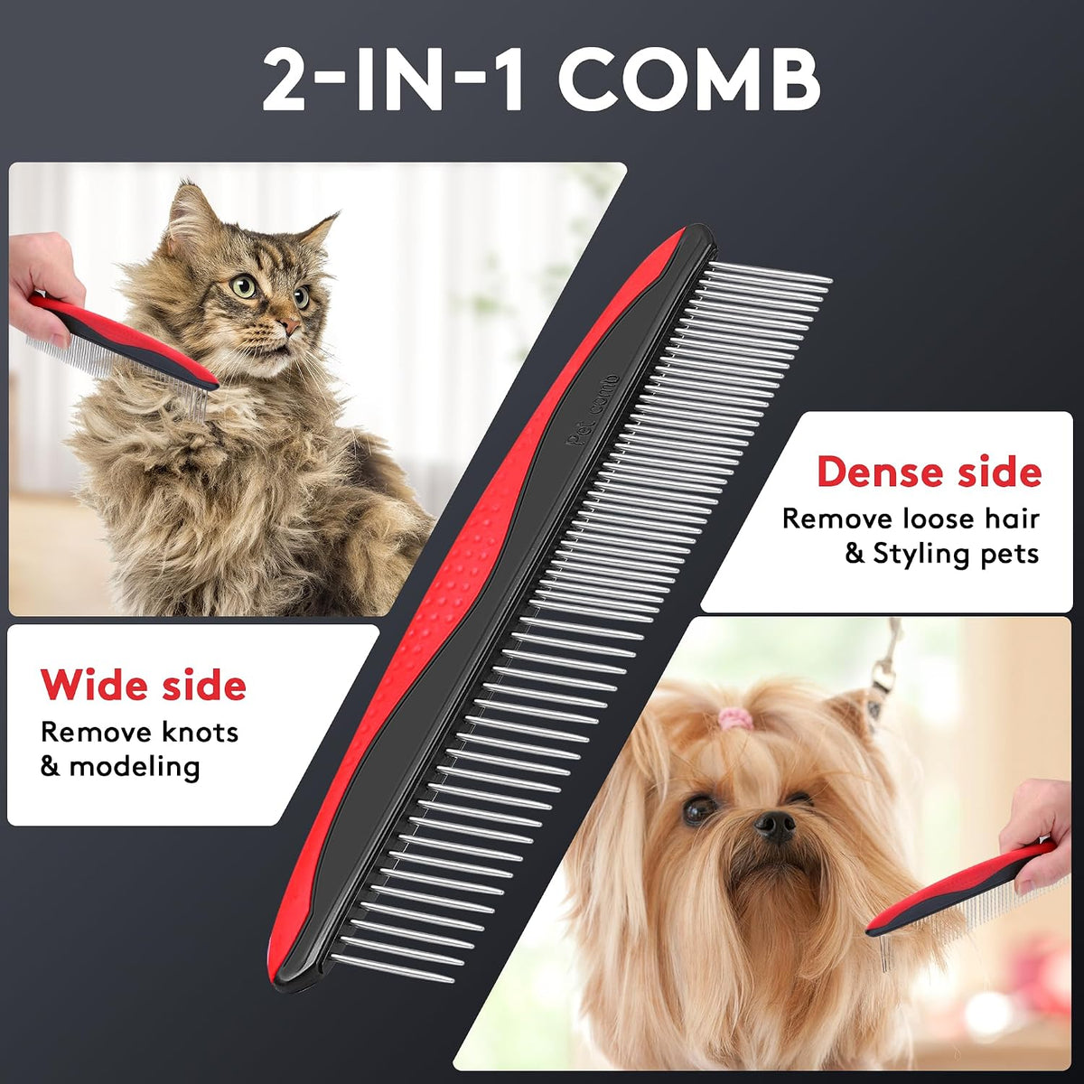 Tpotato Deshedding - Cepillo para perros de pelo largo y gatos, ras...