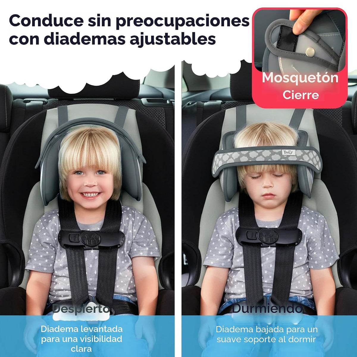 NapUp Soporte de cabeza de asiento de coche para niños pequeños - S...