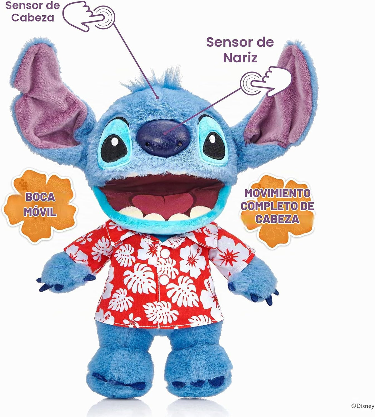 Disney ¡Guau! Stuff Hawaiian Chatty Stitch Deluxe Puppetronic | Pun...