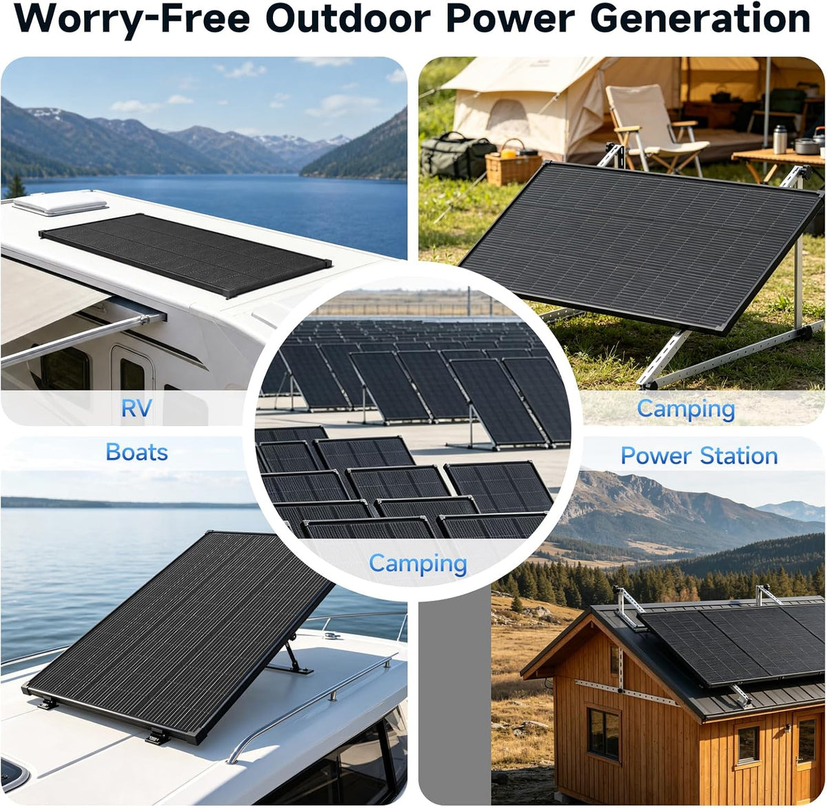 Panel solar de 200 WS-200WSP-1440-BK-1 | Salida de 200 W, alimentad...