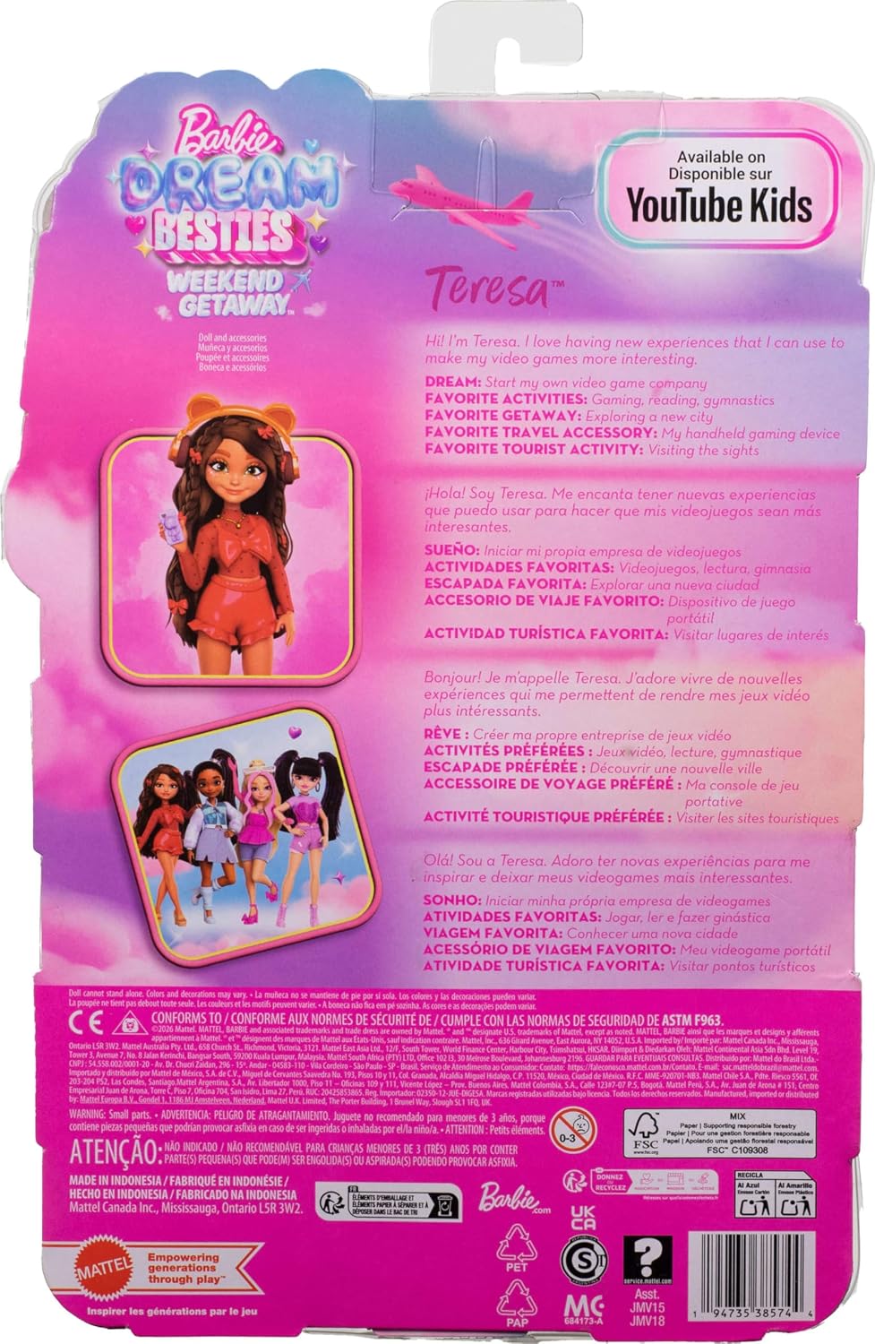 Barbie Dream Besties Weekend Getaway - Muñeca Teresa y accesorios |...