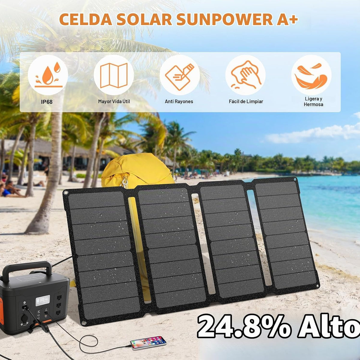 SOKIOVOLA [Actualizado] Paneles solares plegables 50W Cargador de p...