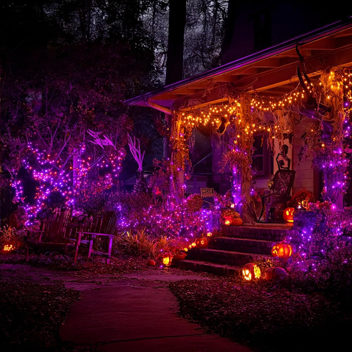 Dazzle Bright Cadena de luces de Halloween, 600 LED de 196 pies, re...