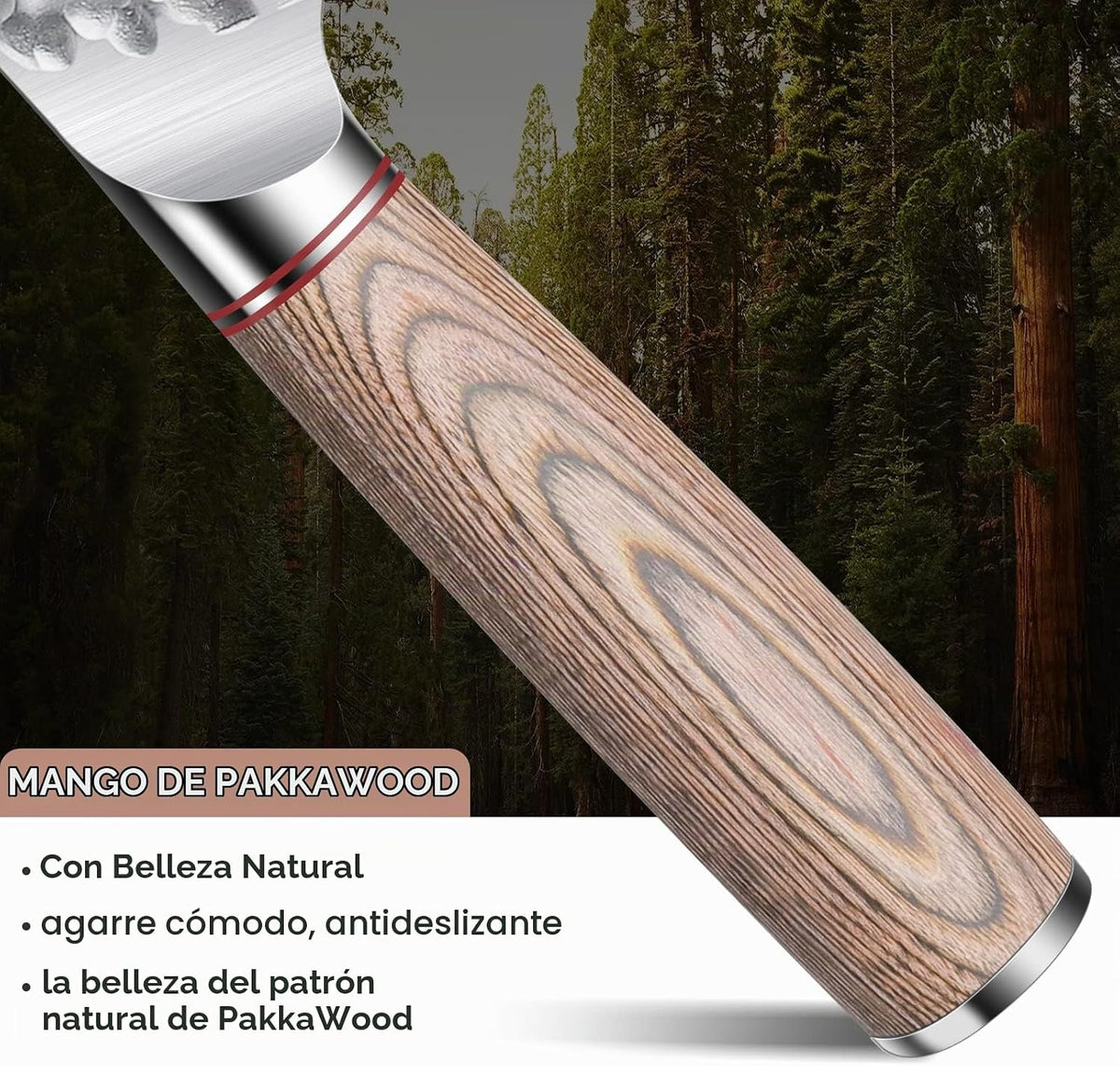 Huusk - Cuchillo de chef japonés para cocina, cuchillo Santoku de a...