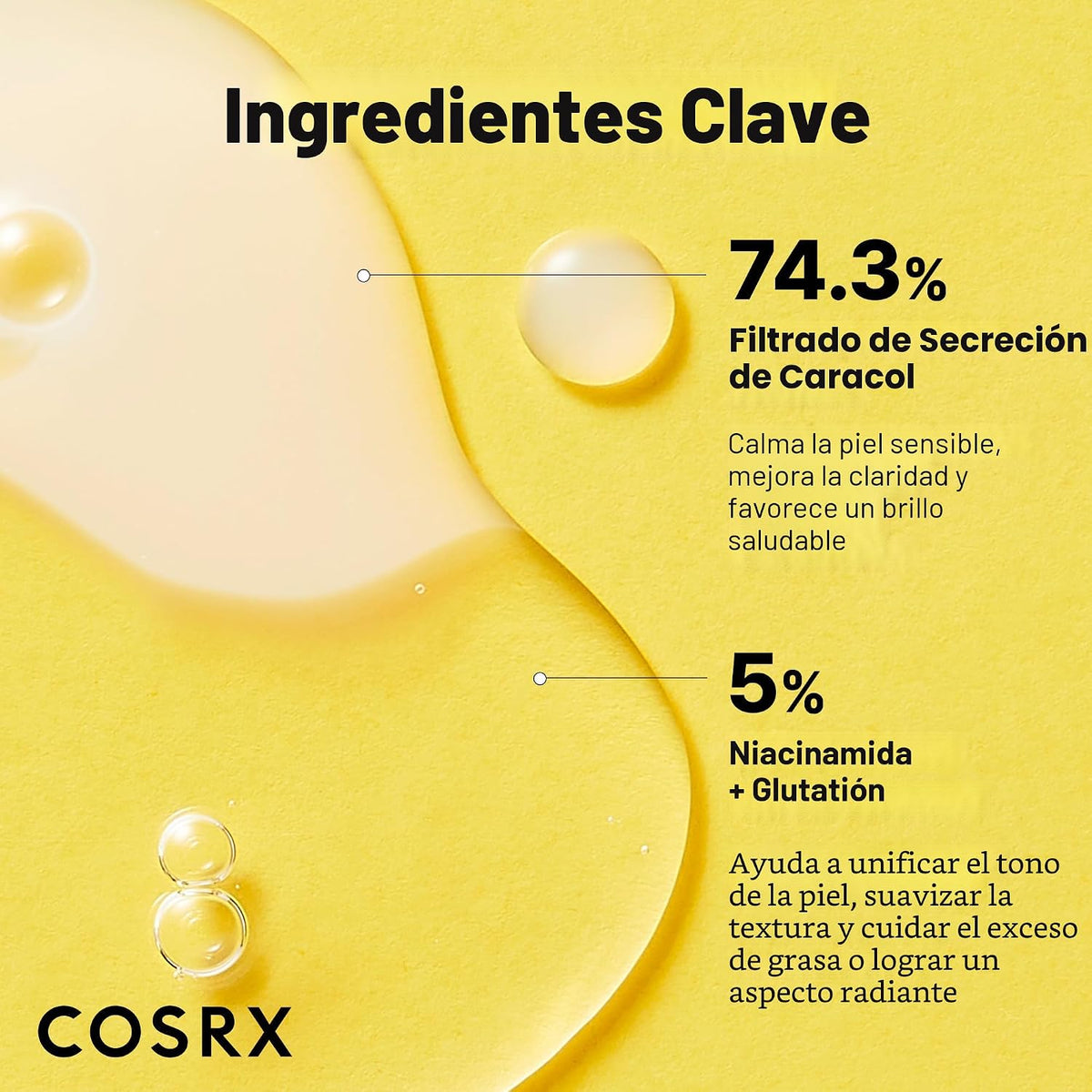 COSRX Snail Mucin 74% + Niacinamida 5% Suero de doble cara, 2.7 oz...