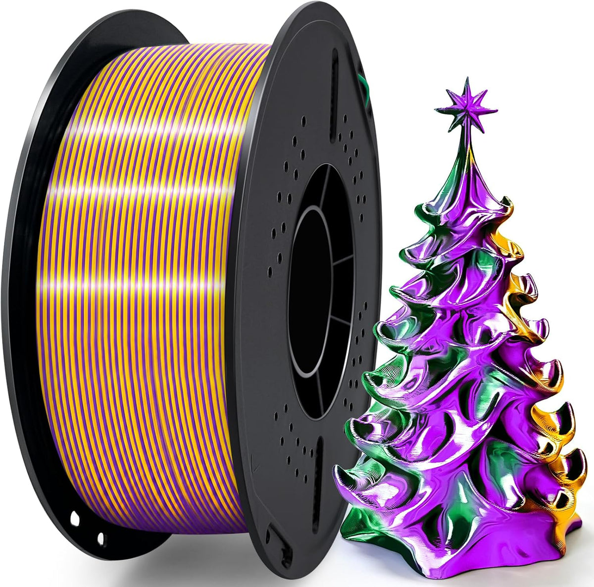 Colourbing Filamento de seda tricolor PLA+ para impresora 3D de 0.0...
