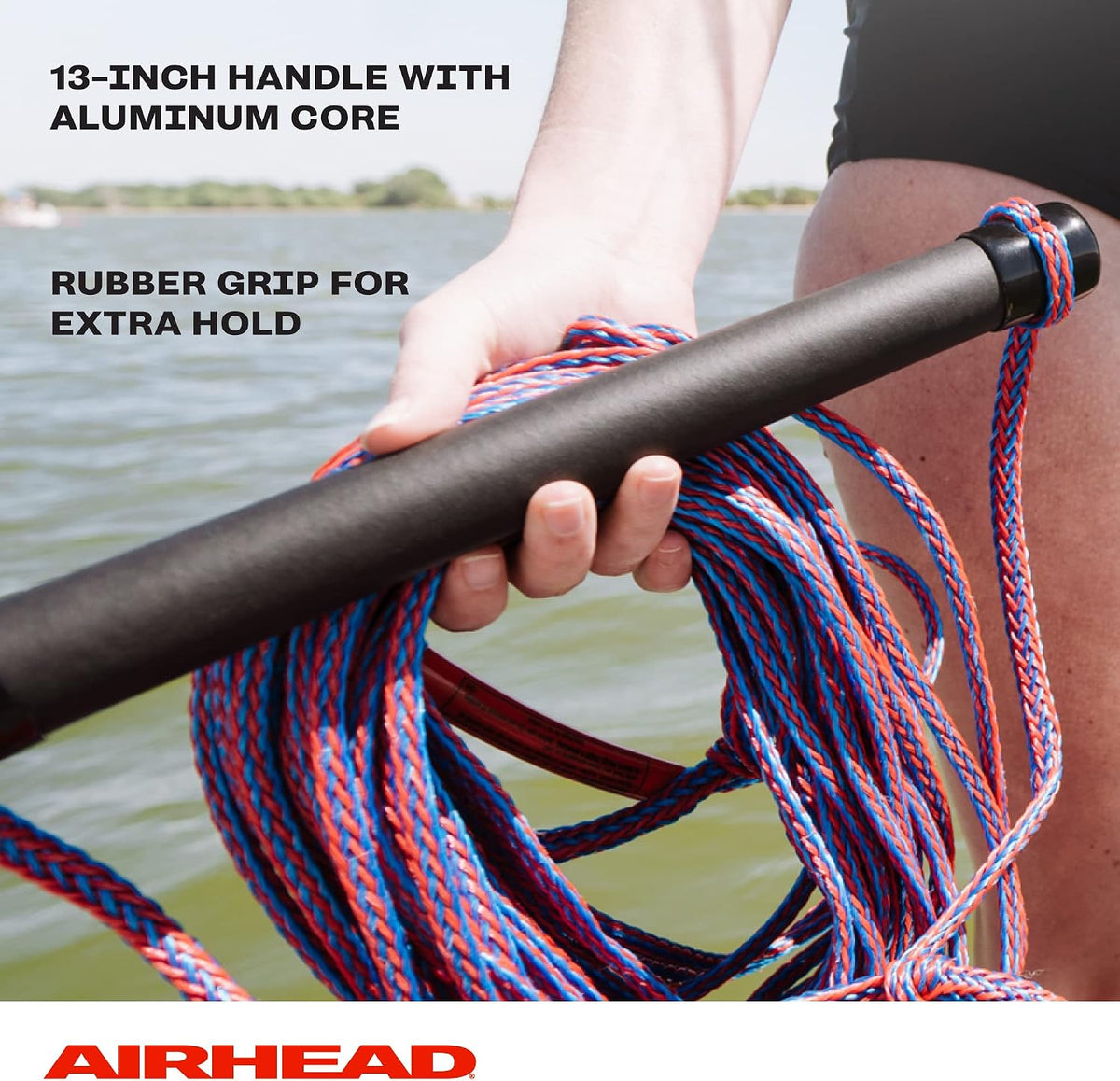 Cuerda de esquí acuático Airhead con mango de goma, 1 sección, 75 pies