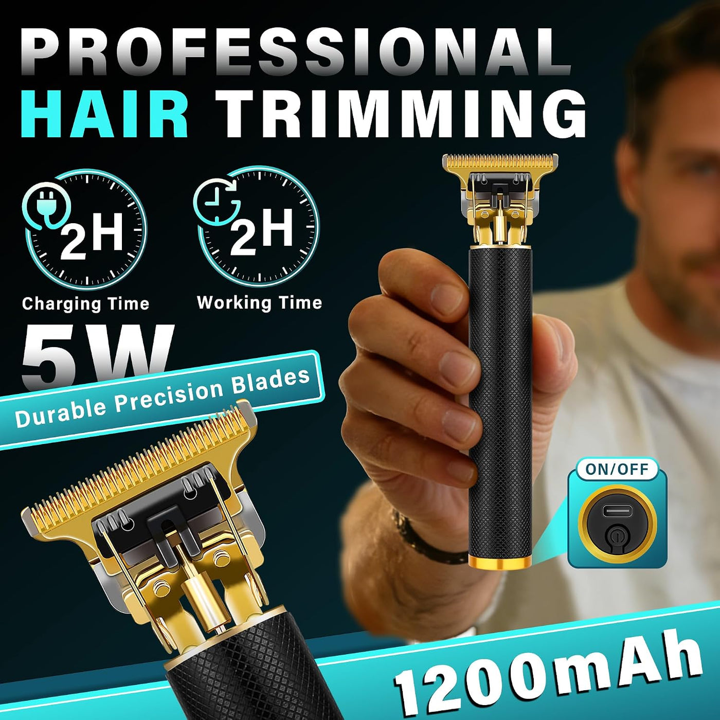 Cortapelos para hombres con pantalla LED, kit de aseo inalámbrico d...
