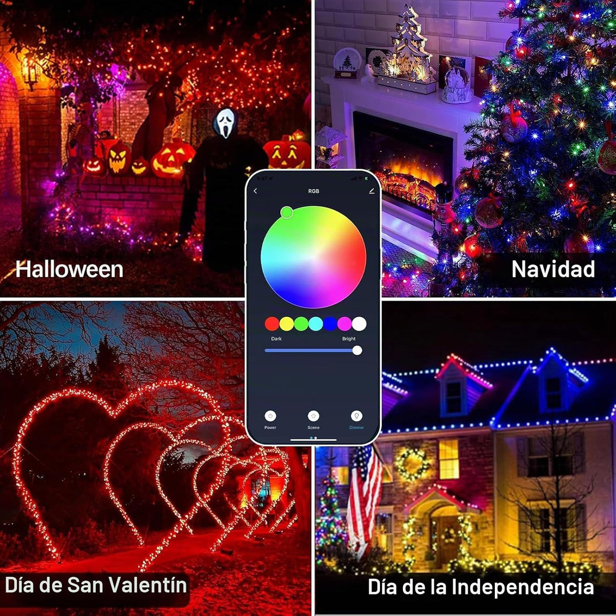 Dreicht Luces de Cadena Navideñas Inteligentes - 196 pies, 600 LEDs...