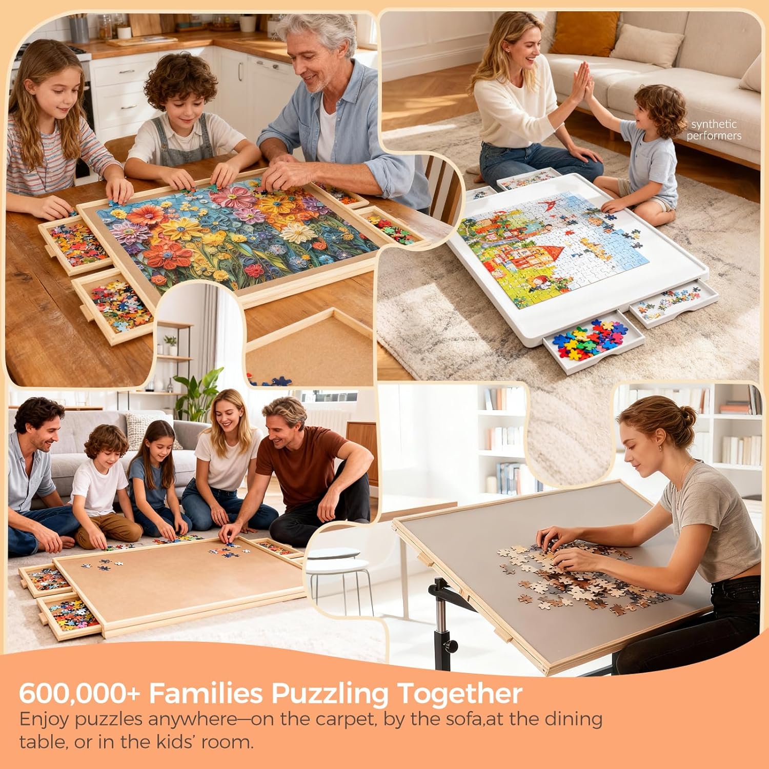 ALL4JIG Tablero de rompecabezas giratorio de 1000 piezas con 4 cajo...