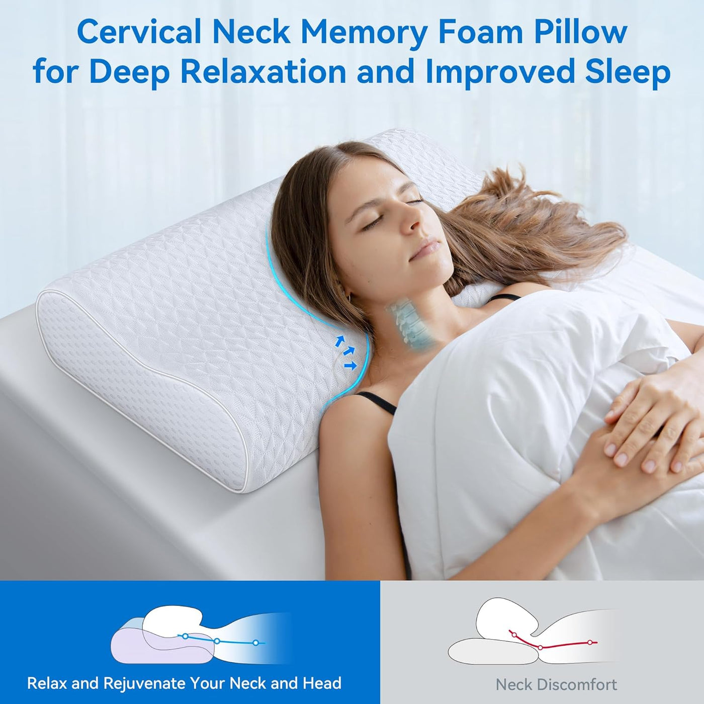 zibroges Almohada cervical para el cuello tamaño King \u2013 Almoha...