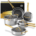 Juego de utensilios de cocina de titanio dorado, 10 piezas, sartene...