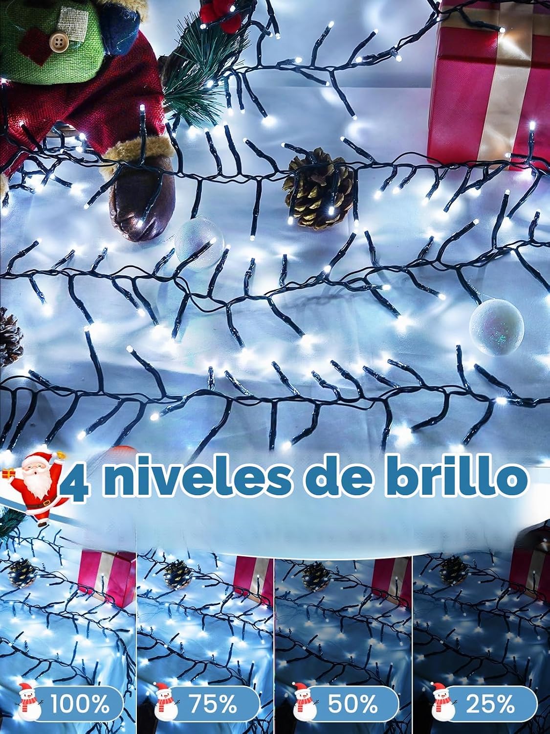 Luces de racimo de Navidad de 75 pies, 1500 luces LED con control r...