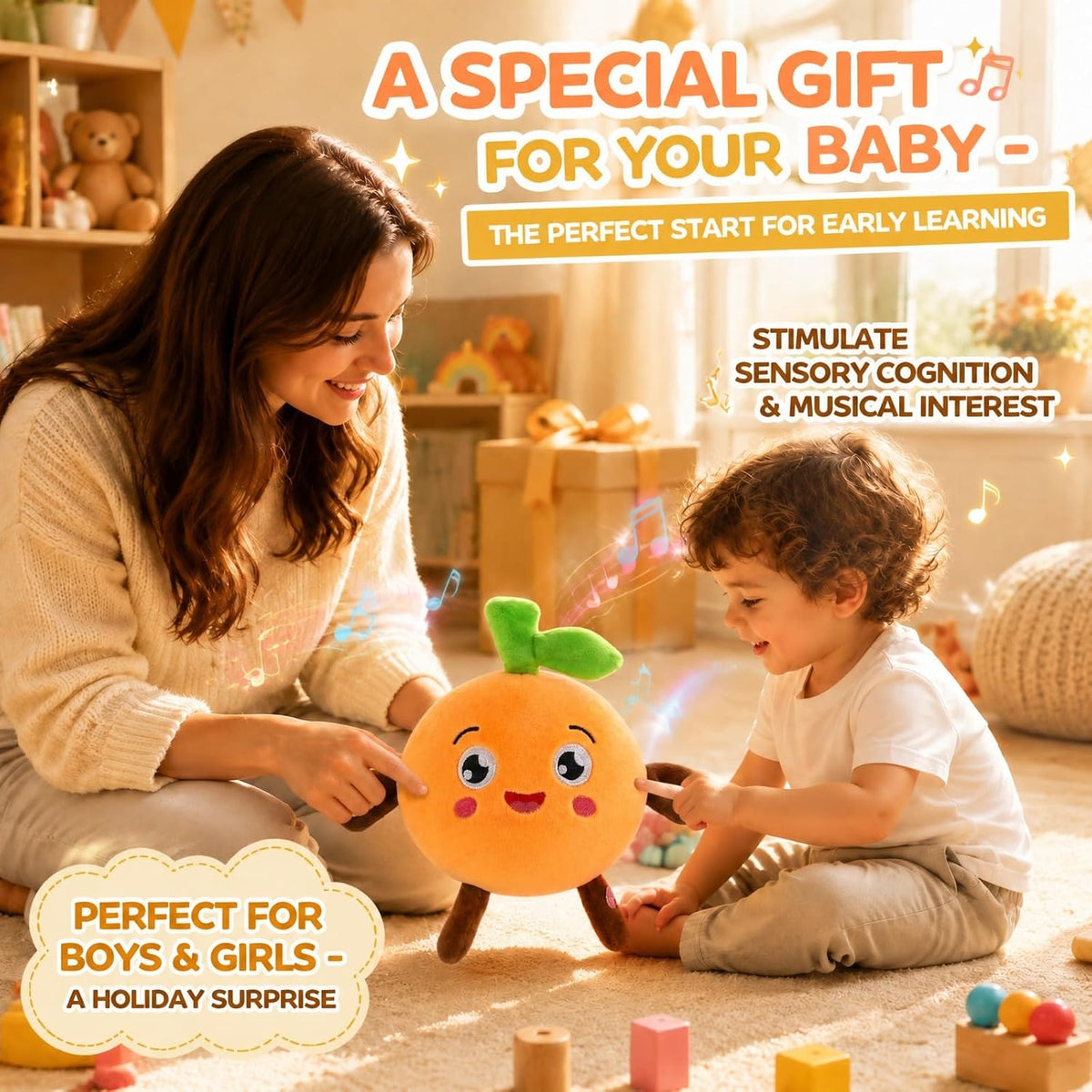 DoddyFun Juego de juguetes de peluche interactivos con música para...