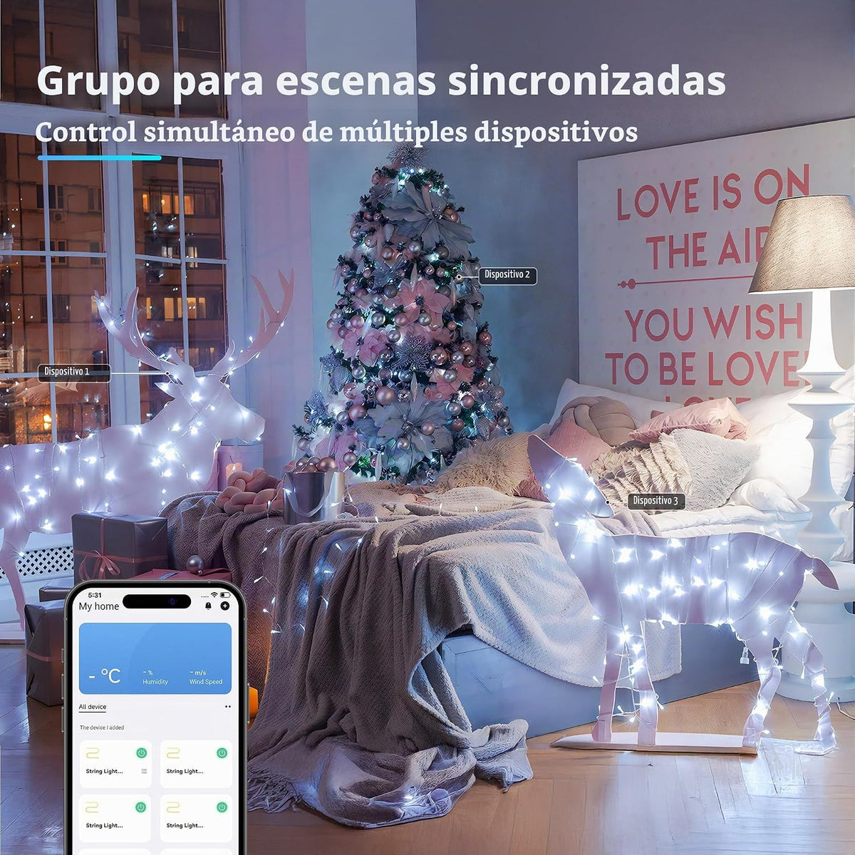 BrizLabs Luces de Cadena Inteligentes de Navidad, 115 pies, 300 LED...