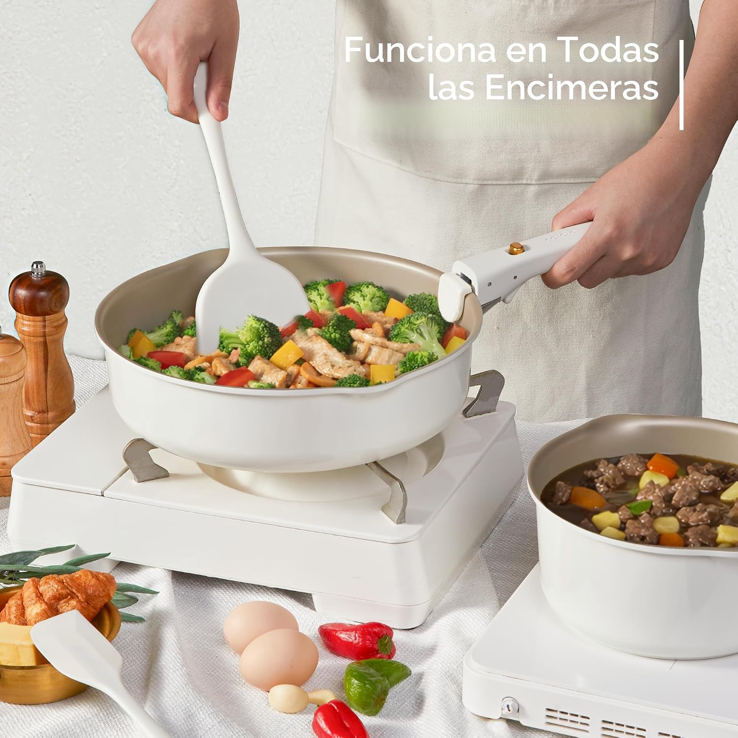CAROTE Juego de 19 ollas y sartenes, juegos de utensilios de cocina...