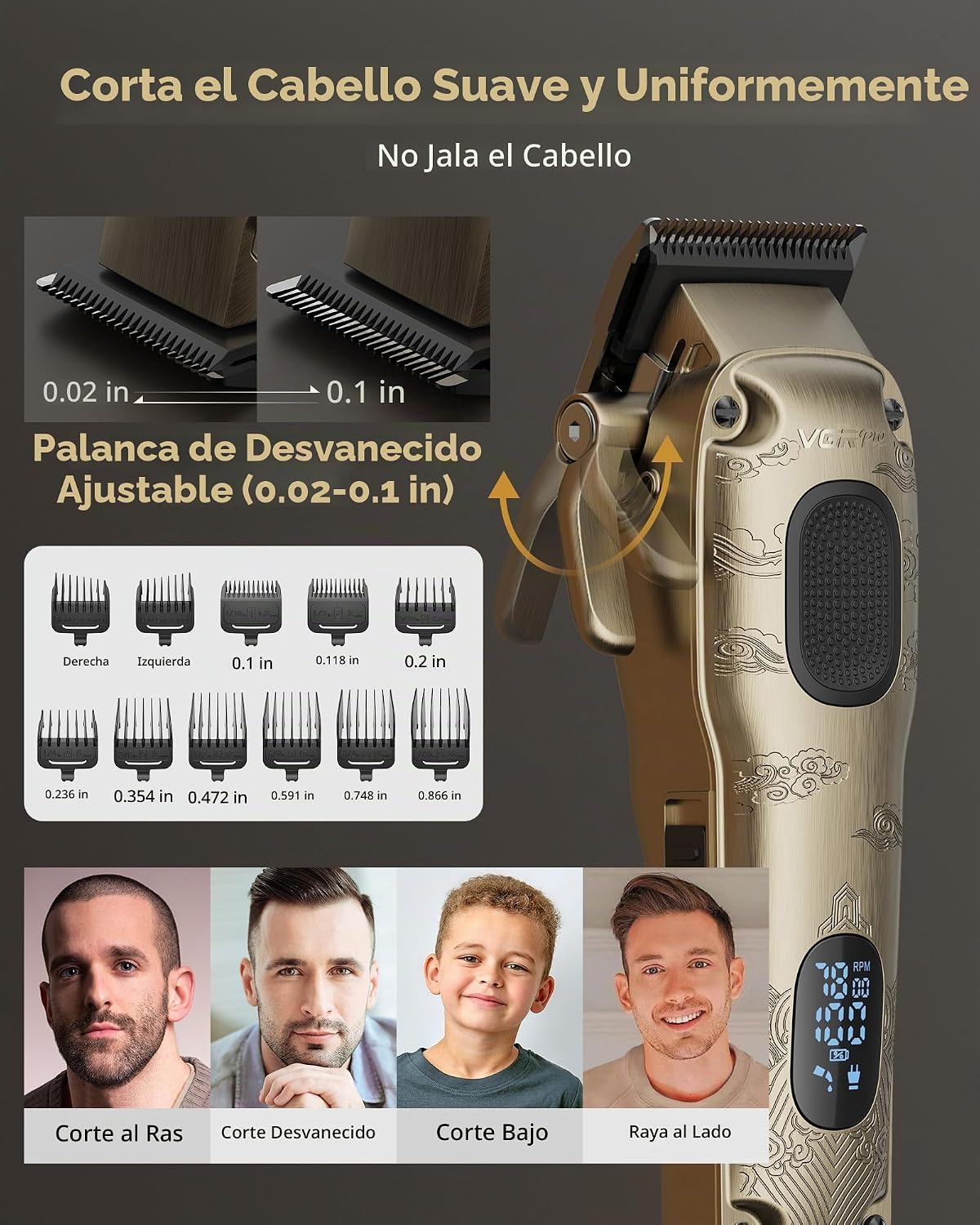 VGRPRO Cortapelos para hombres, recortadora de barba, afeitadora de...