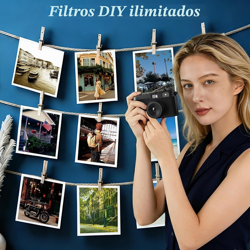 Cámara digital vintage, cámara digital reutilizable de 12 MP sin pa...