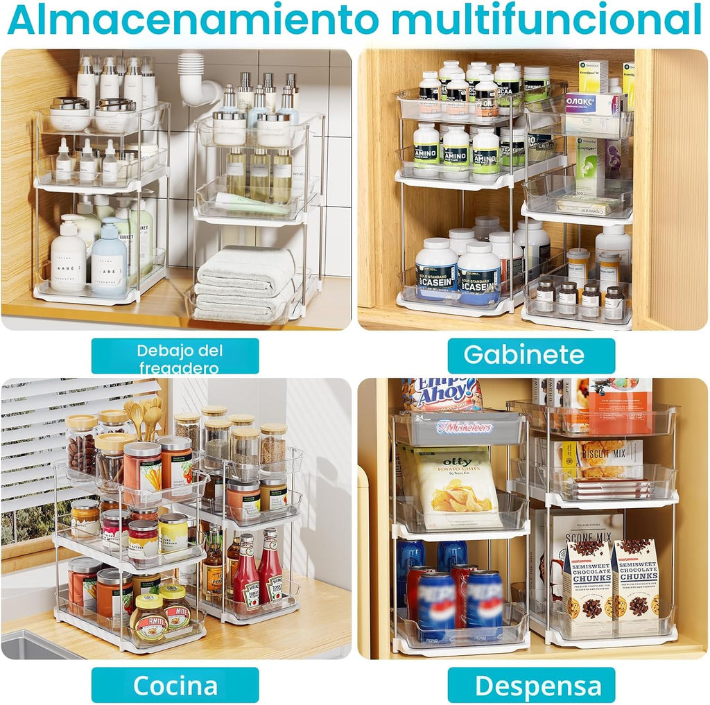 Delamu 2 juegos de 3 niveles de organizadores y almacenamiento para...