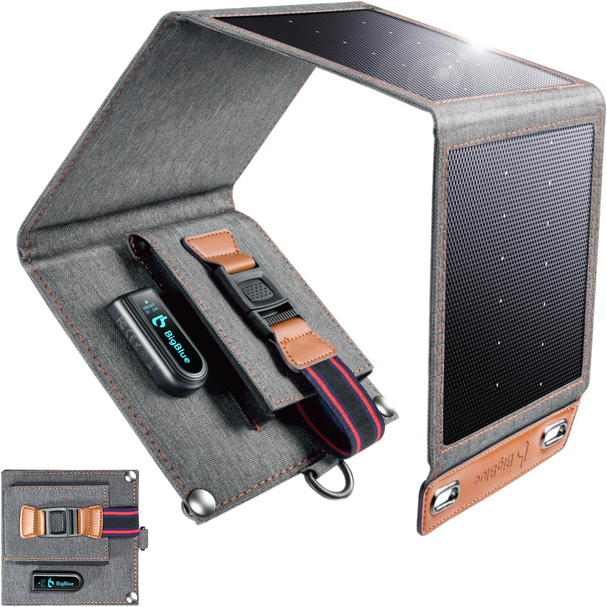 Cargador solar pequeño mejorado: paneles solares BigBlue de 14 W co...