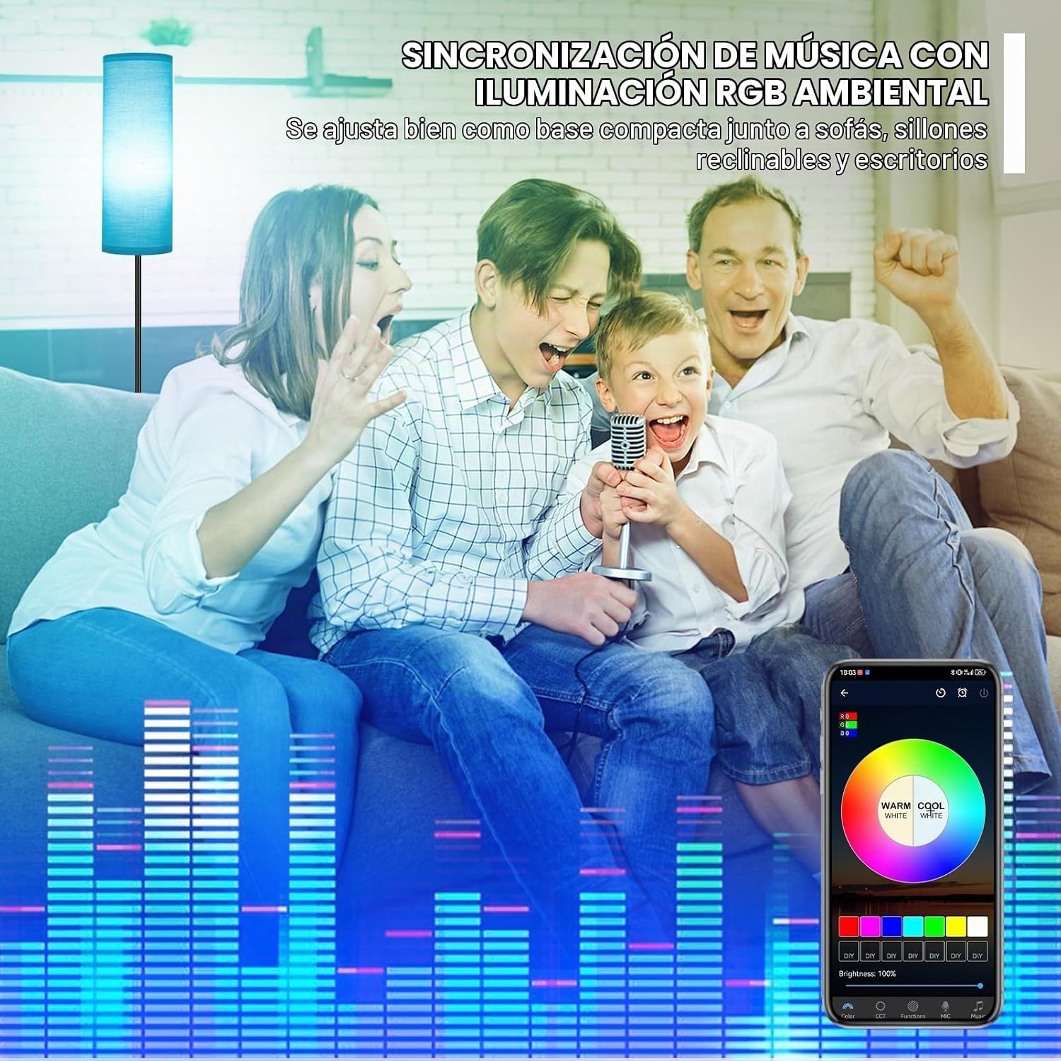 FRIDEKO HOME Lámpara de pie, iluminación ambiental que cambia de co...