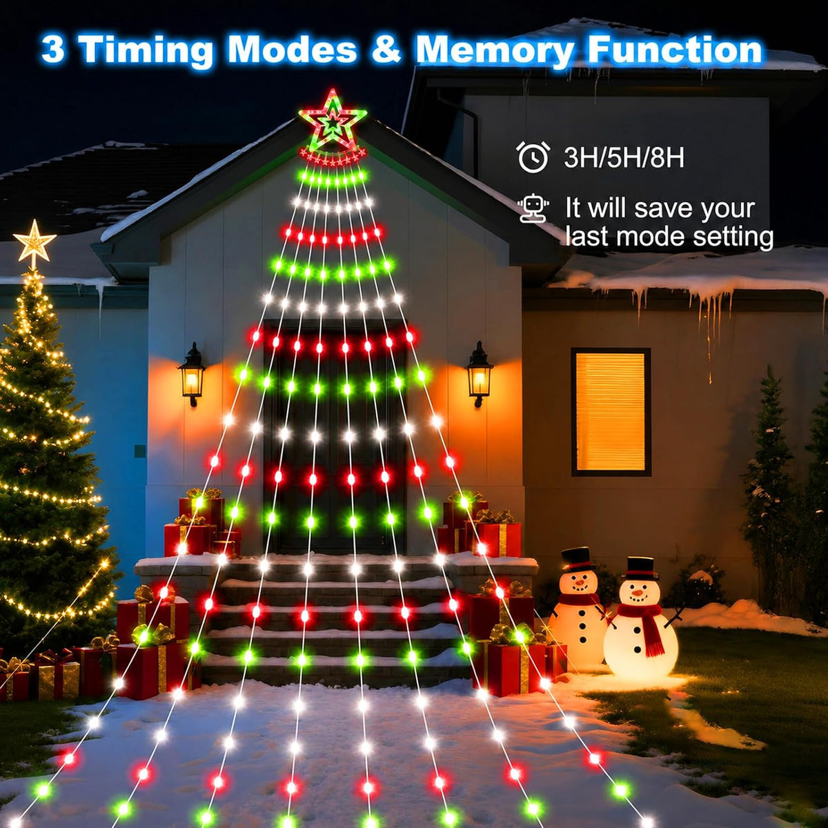 AMIPEPE Luces solares para árbol de Navidad, 18.37 pies 532 LED, ro...
